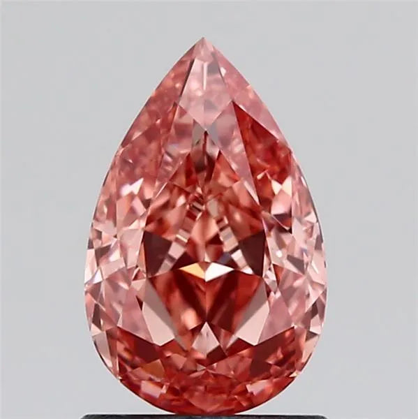 1.13ct Pear Lab Grown Diamond (Colour Fancy Vivid Orangey Pink, Clarity VS1, IGI Certified)
