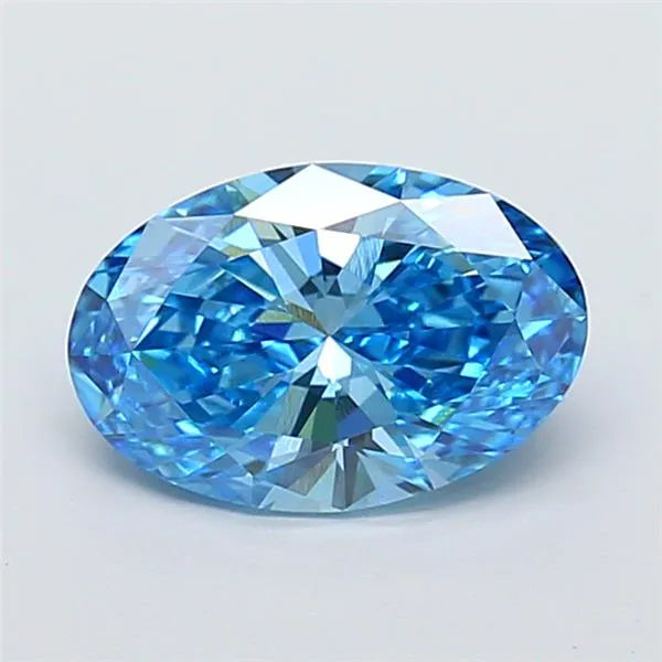 2.01ct Oval Lab Grown Diamond (Colour Fancy Vivid Blue, Clarity VVS1, IGI Certified)