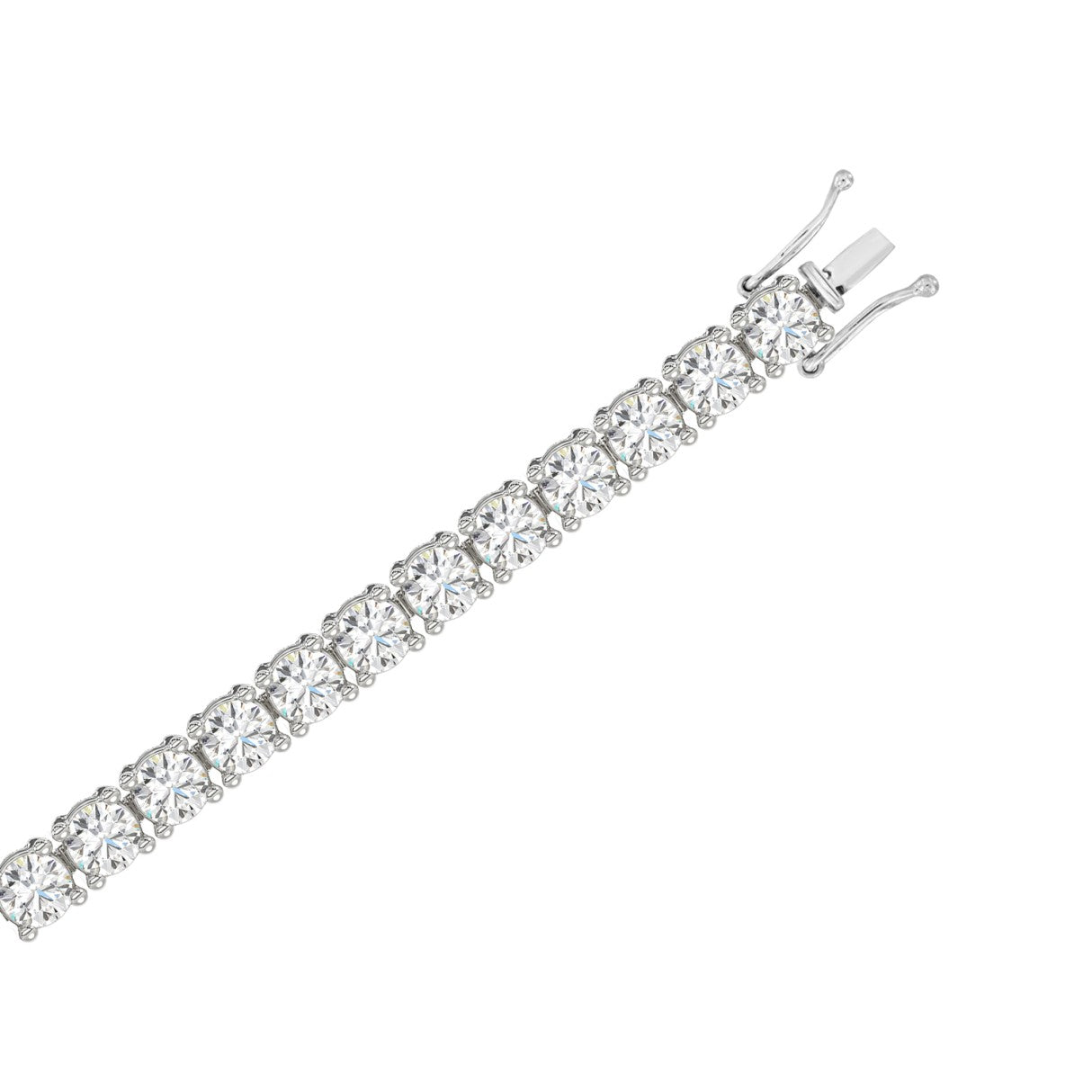 Lab diamond tennis bracelet 4-prong basket 14k white gold 3 ctw clasp detail