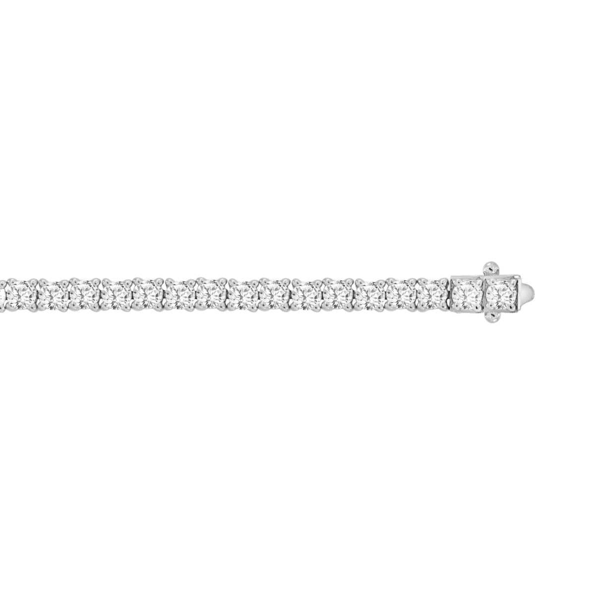 Lab diamond tennis bracelet 4-prong basket 14k white gold 5 ctw top view