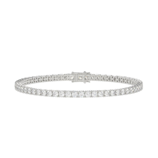 Lab Diamond Tennis Bracelet | 4-Prong Basket | 14k White Gold | 7 ctw