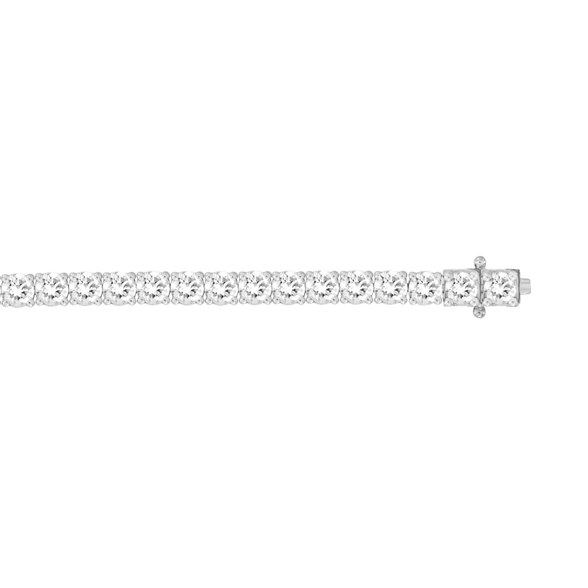 Lab diamond tennis bracelet 4-prong basket 14k white gold 7 ctw top view