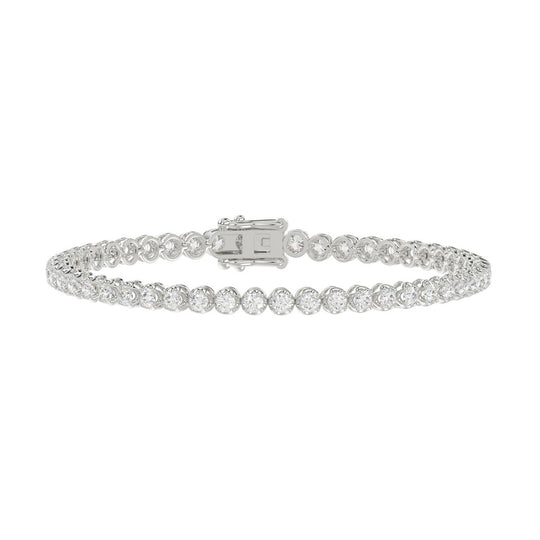 Lab Diamond Tennis Bracelet | Microfusion Basket | 14k White Gold | 3 ctw