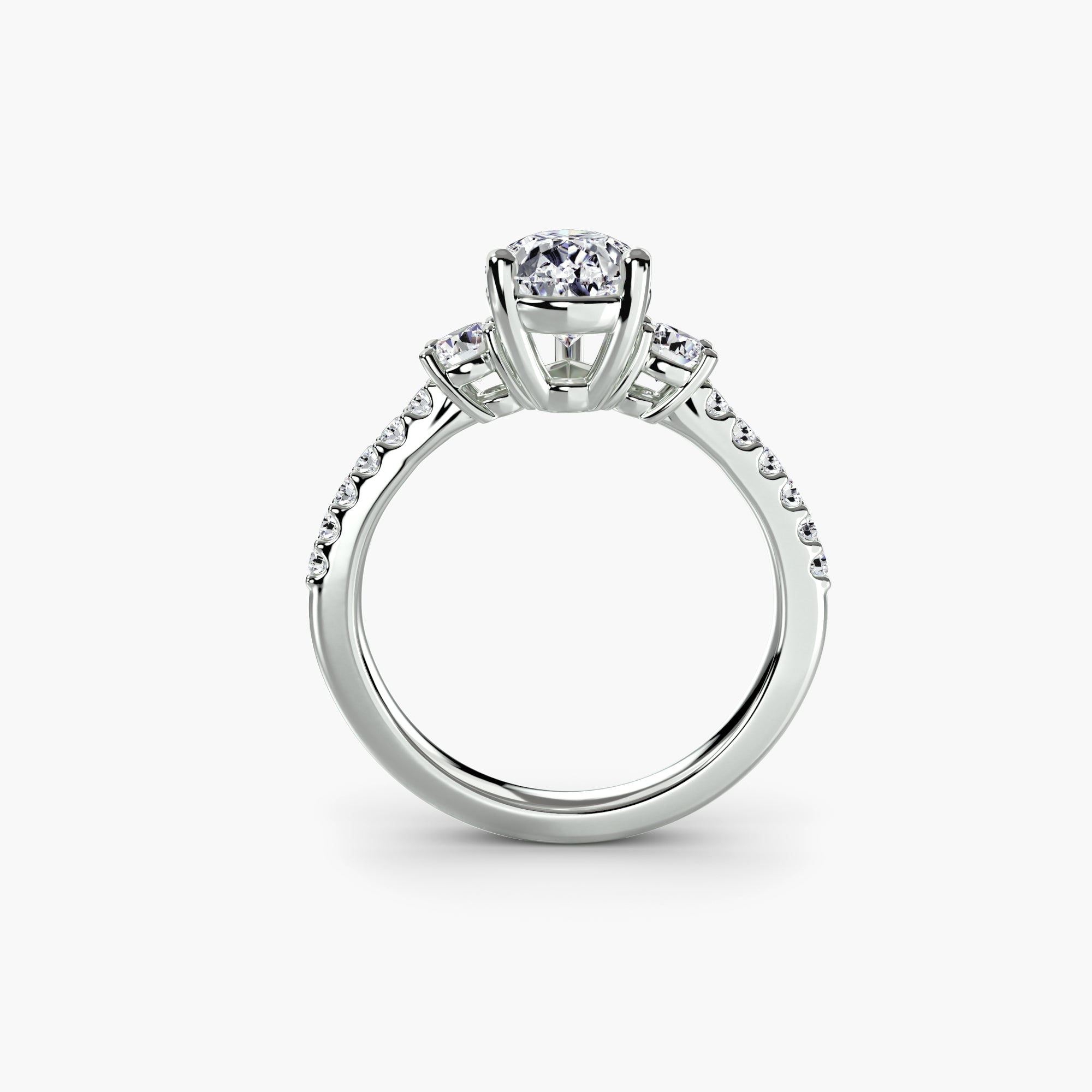 Catalina 3-Stone Ring with Pavé Band