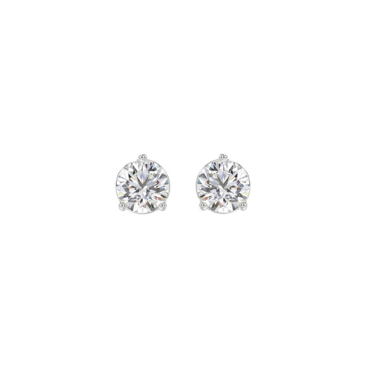 Lab diamond stud earrings 1 ctw 14k white gold front view