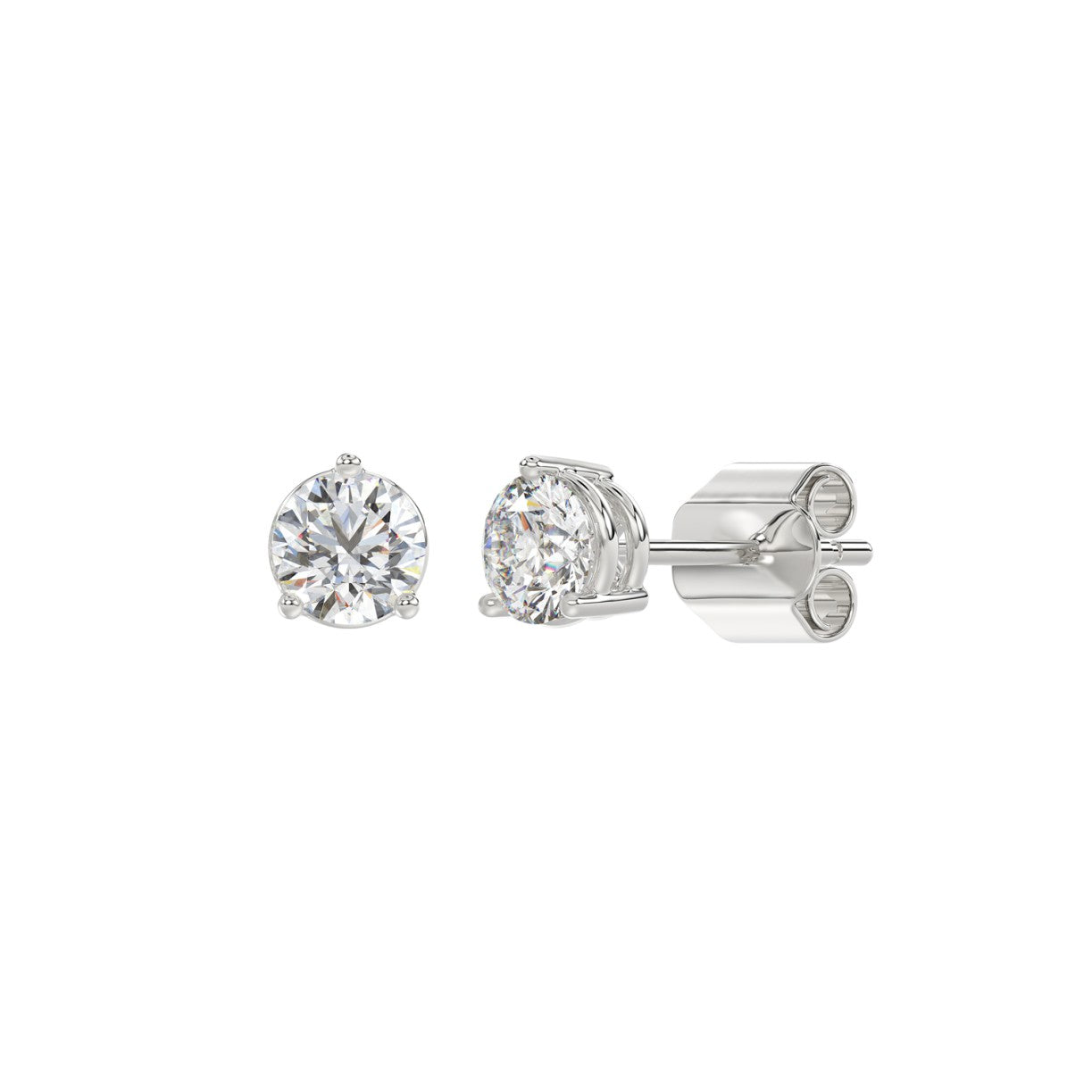 Lab diamond stud earrings 1 ctw 14k white gold angle view