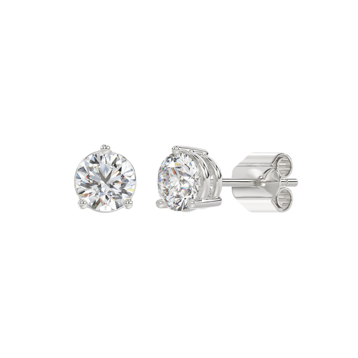 Lab Diamond Stud Earrings | 14k White Gold | 2 ctw