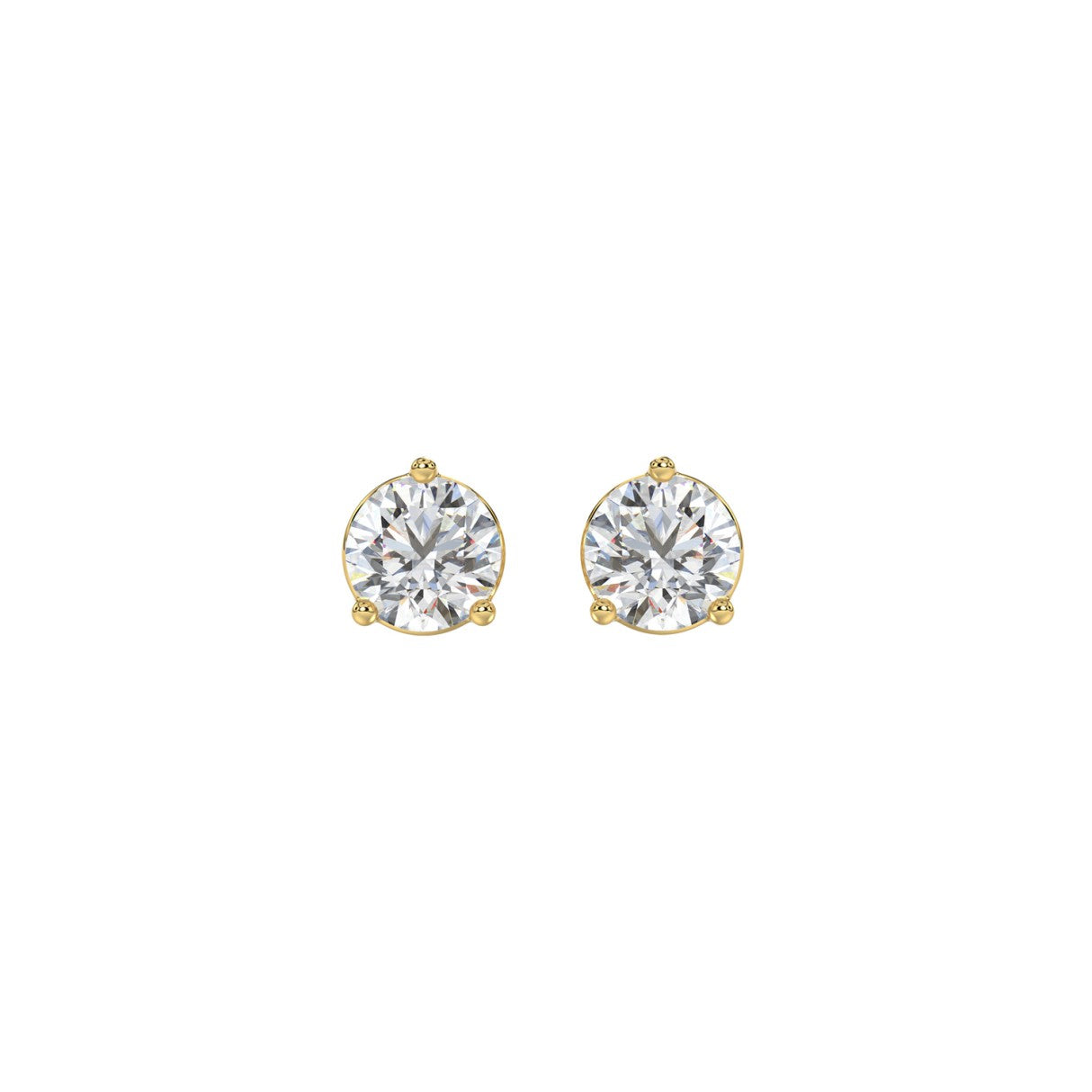 Lab diamond stud earrings 1 ctw 14k yellow gold front view