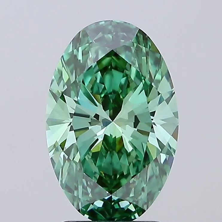 2.52ct Oval Lab Grown Diamond (Colour Fancy Vivid Green, Clarity VVS2, IGI Certified)