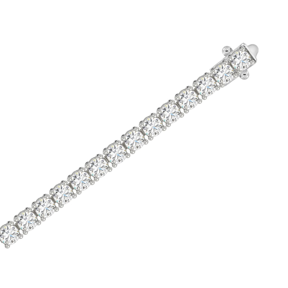 Lab diamond tennis bracelet 4-prong basket 14k white gold 3 ctw top view