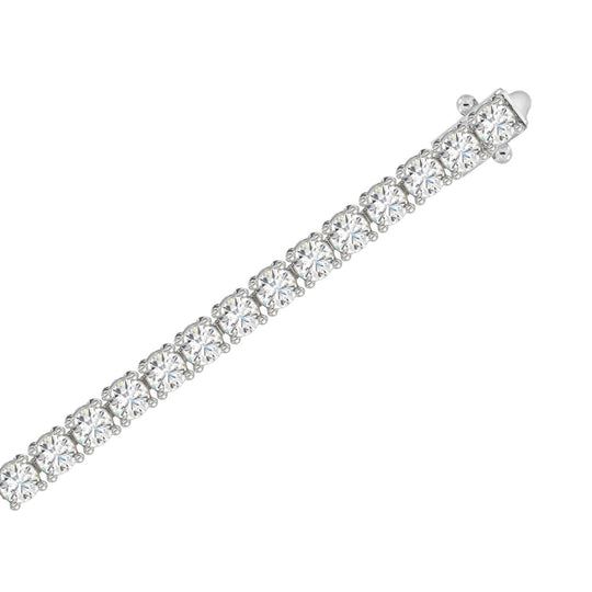 Lab diamond tennis bracelet 4-prong basket 14k white gold 3 ctw top view