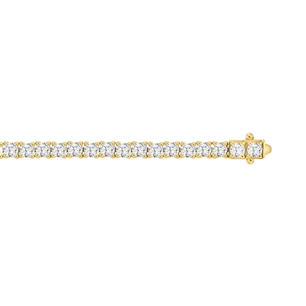 Lab diamond tennis bracelet 4-prong basket 14k yellow gold 5 ctw top view