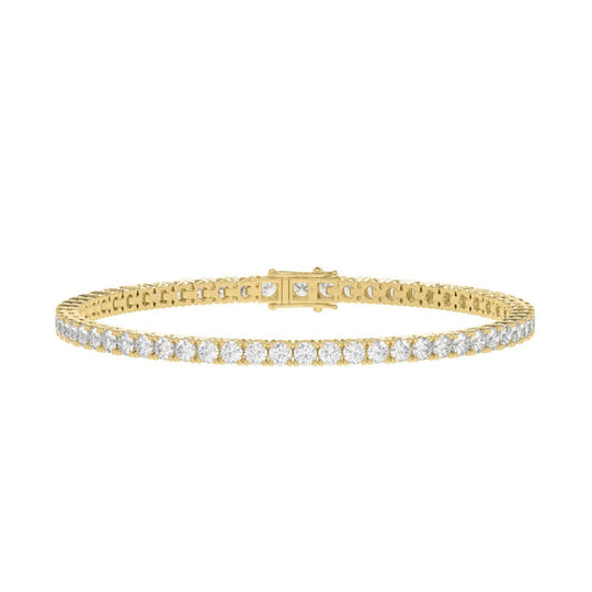 Lab Diamond Tennis Bracelet | 4-Prong Basket | 14k Yellow Gold | 7 ctw