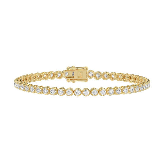 Lab Diamond Tennis Bracelet | Microfusion Basket | 14k Yellow Gold | 3 ctw