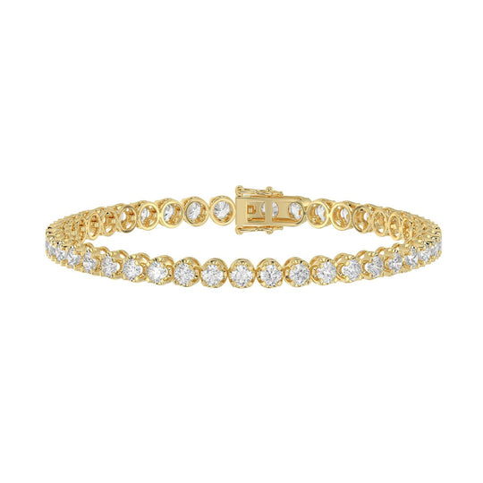 Lab Diamond Tennis Bracelet | Microfusion Basket | 14k Yellow Gold | 5 ctw