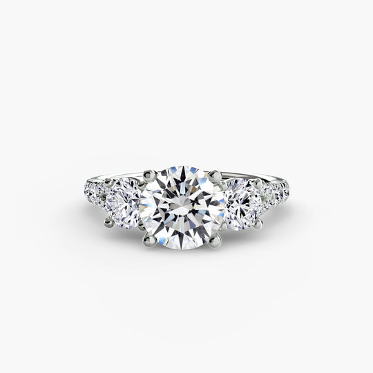 Amalfi Three-Stone with Pavé Setting