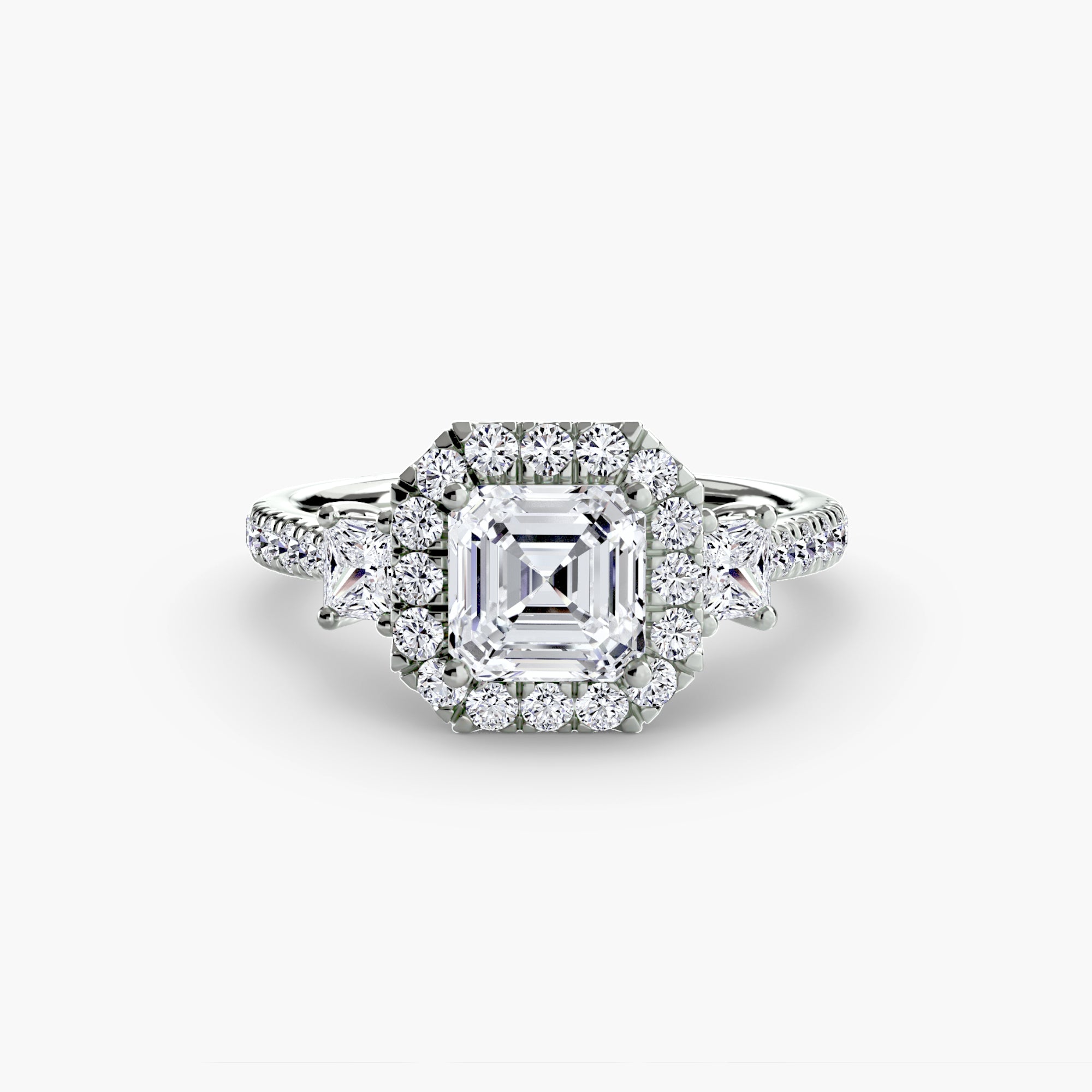 Oxford 3-Stone Ring with Halo