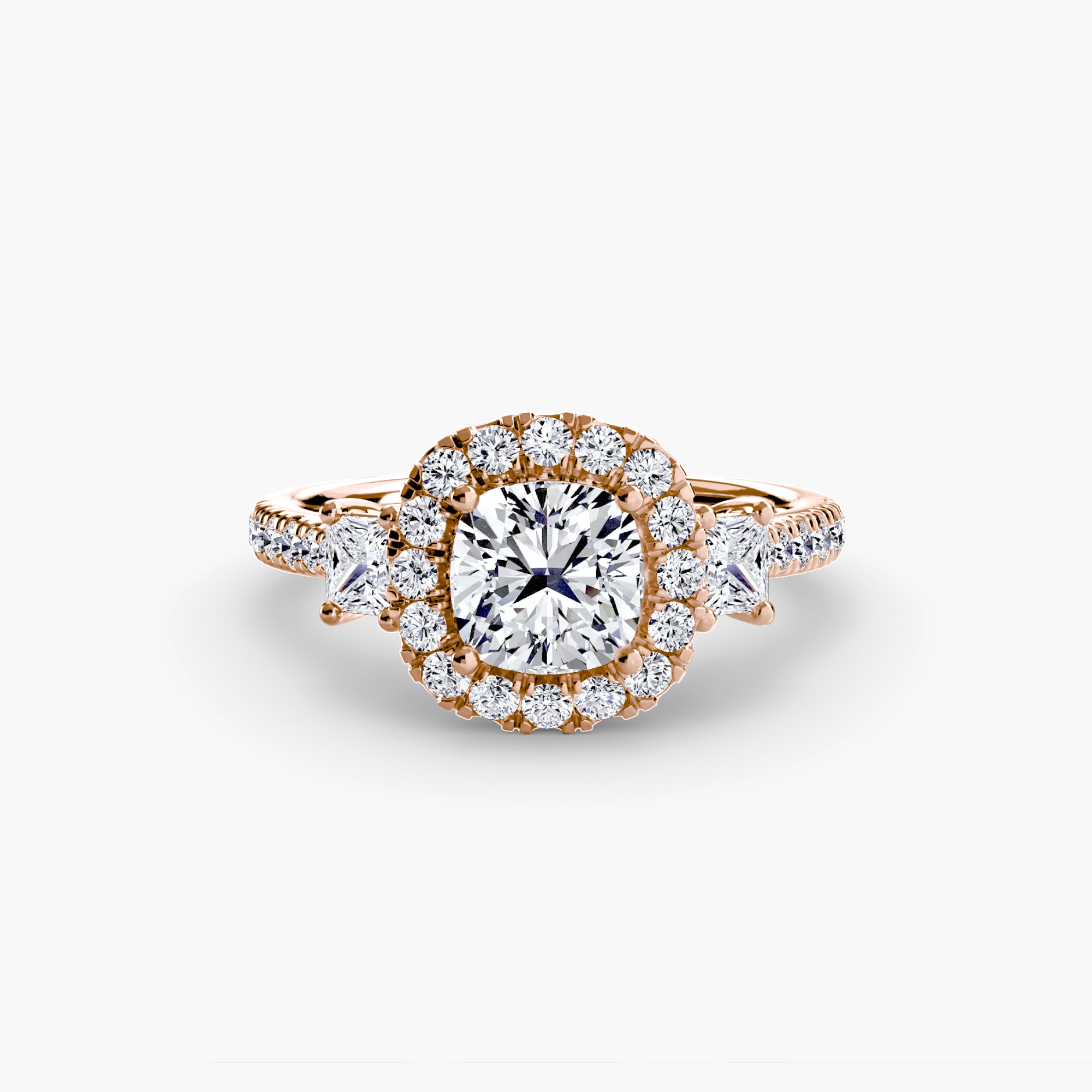 Oxford 3-Stone Ring with Halo