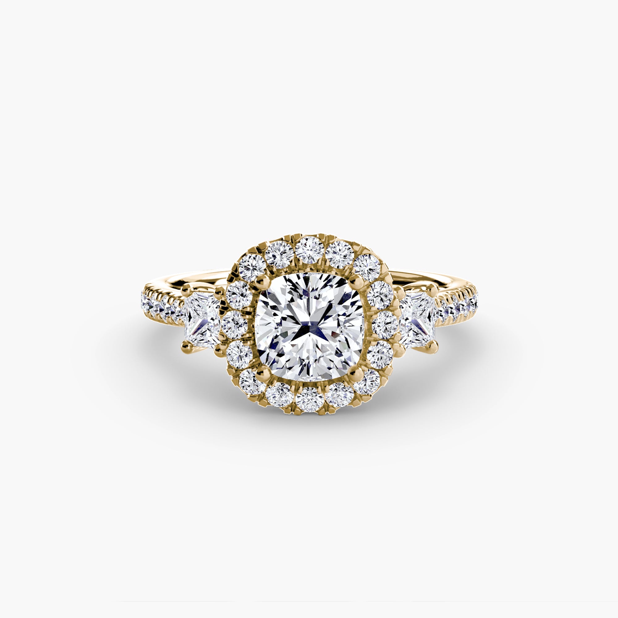 Oxford 3-Stone Ring with Halo