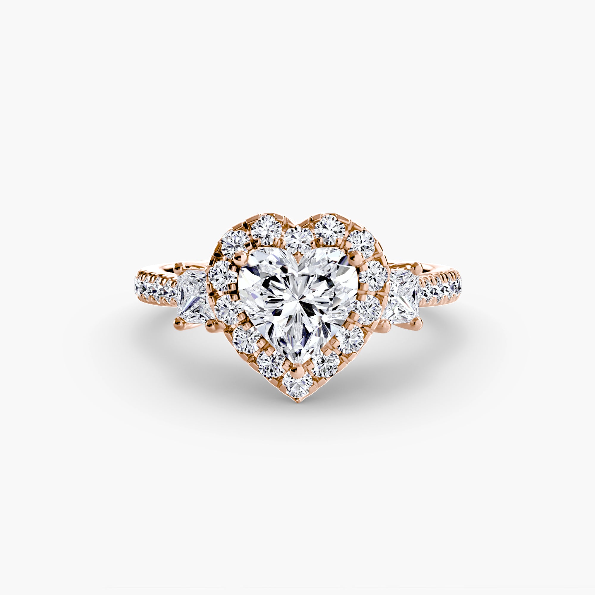Oxford 3-Stone Ring with Halo