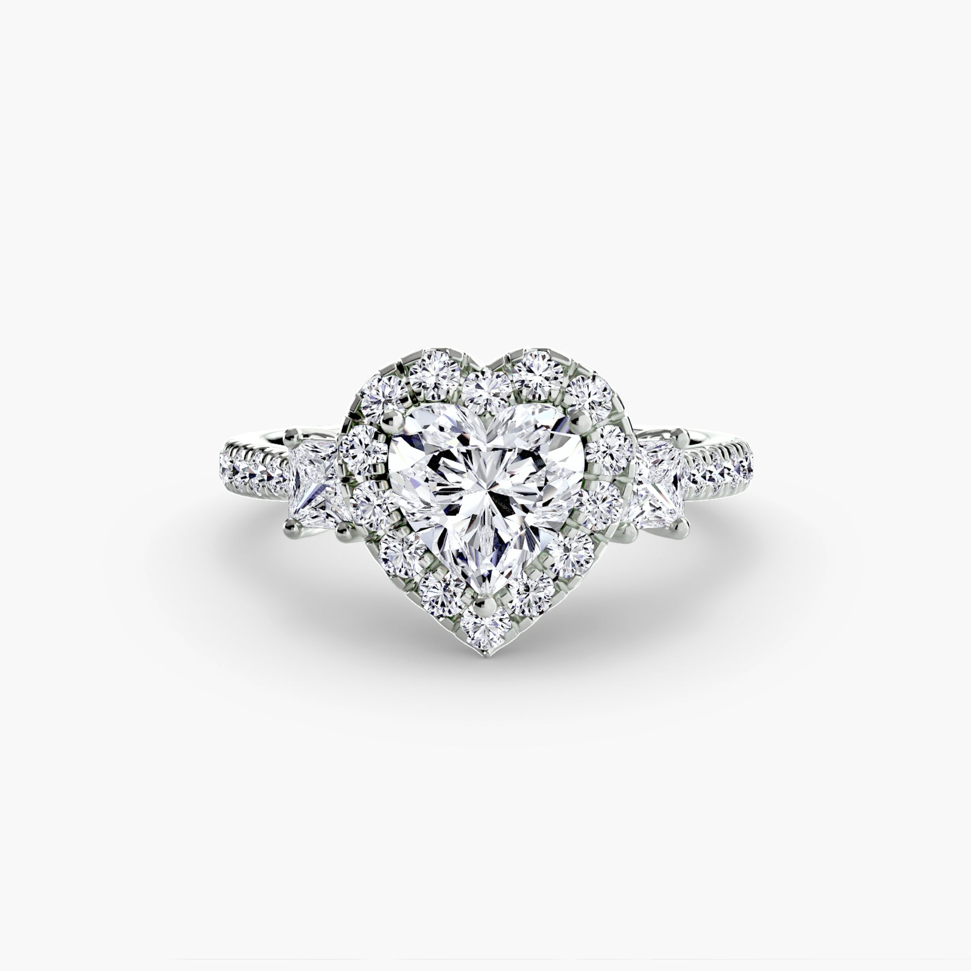 Oxford 3-Stone Ring with Halo
