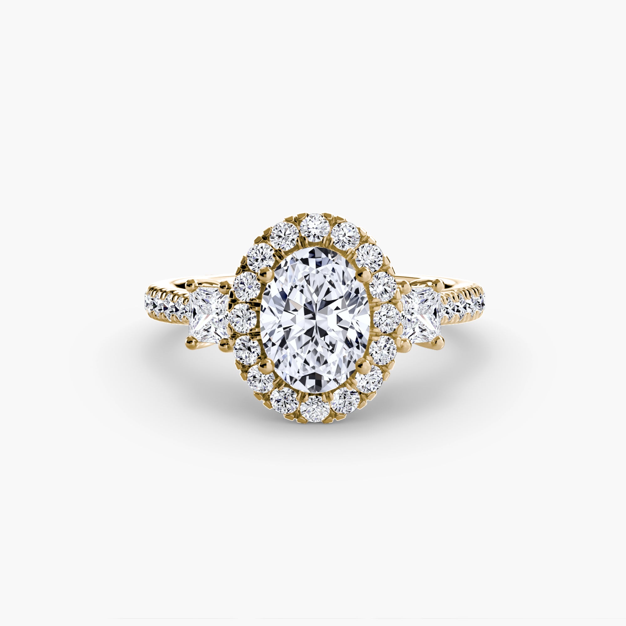 Oxford 3-Stone Ring with Halo