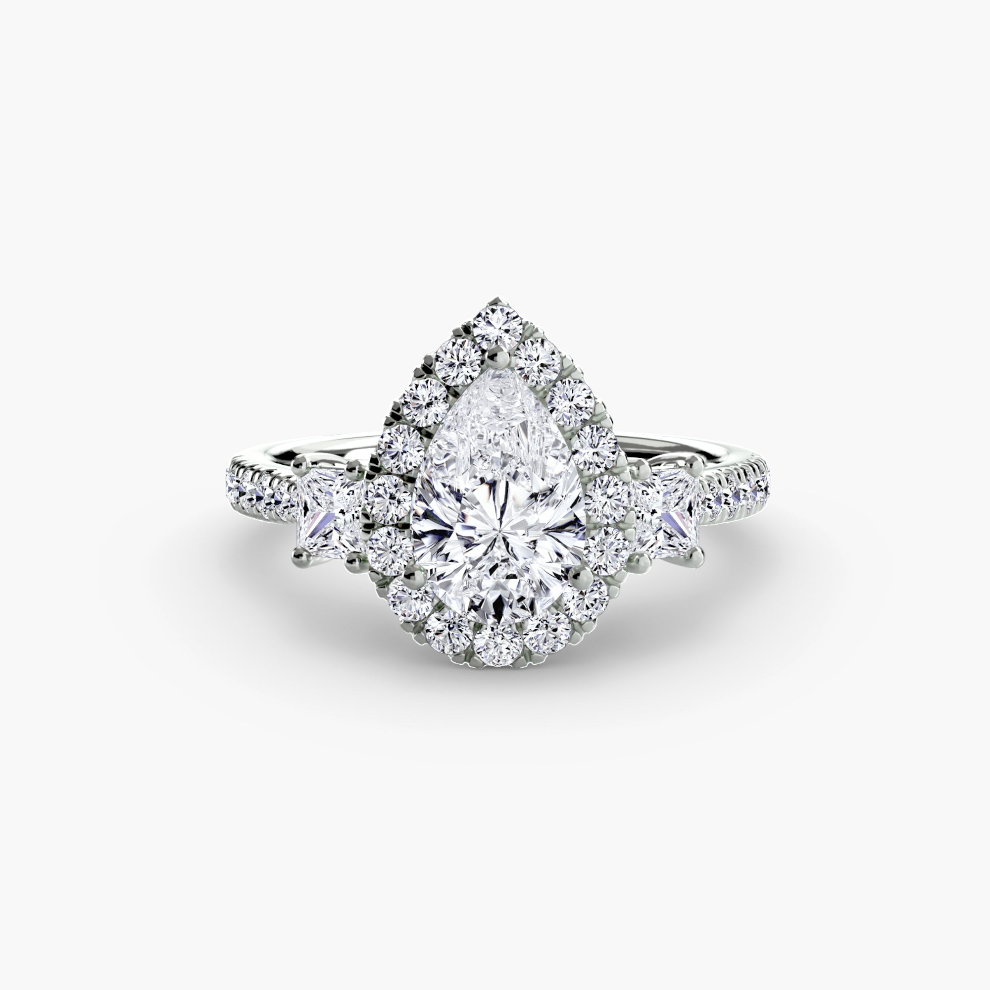 Oxford 3-Stone Ring with Halo
