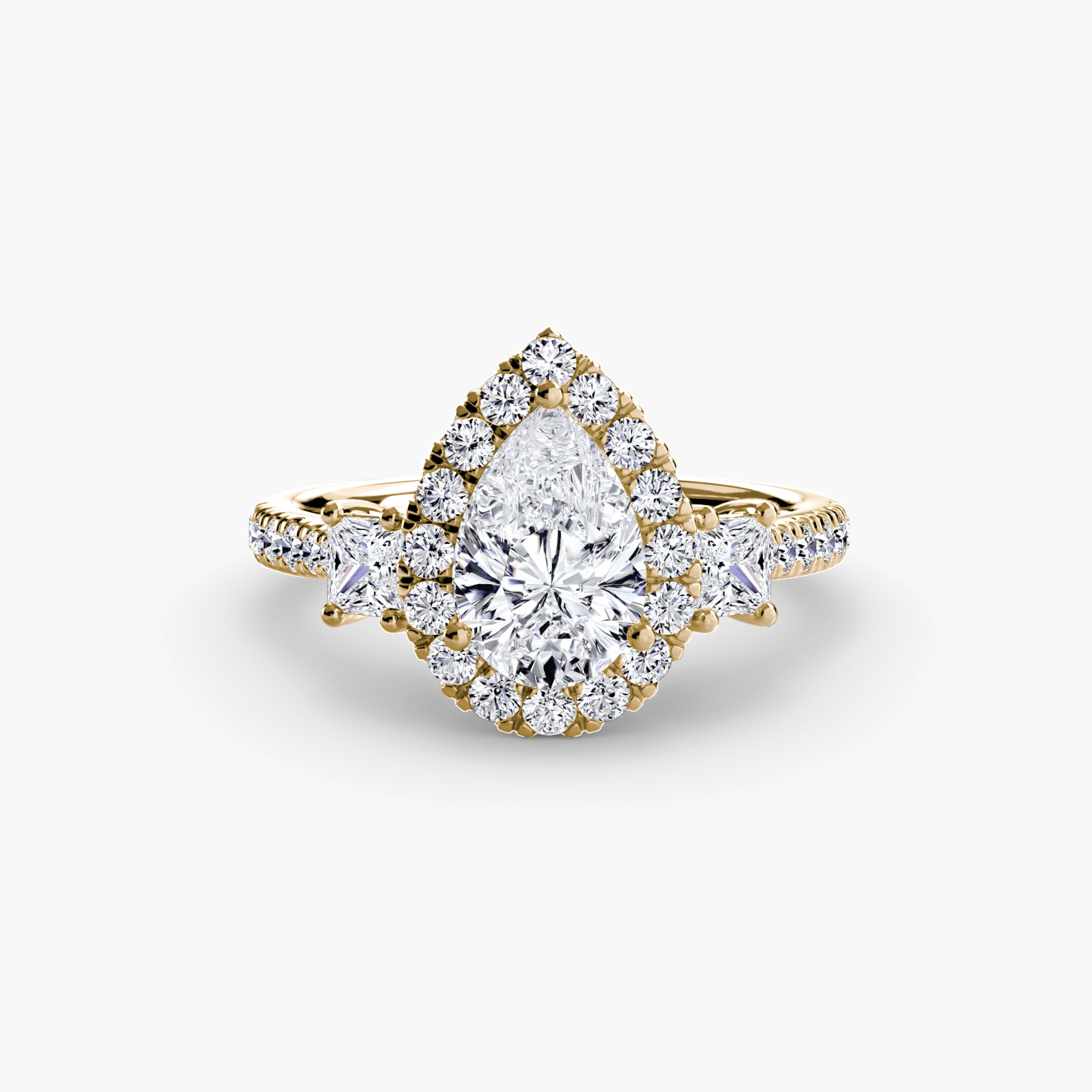 Oxford 3-Stone Ring with Halo