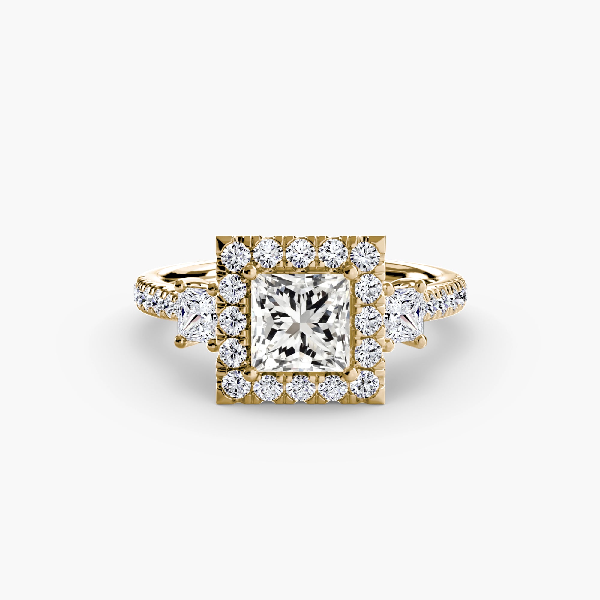 Oxford 3-Stone Ring with Halo