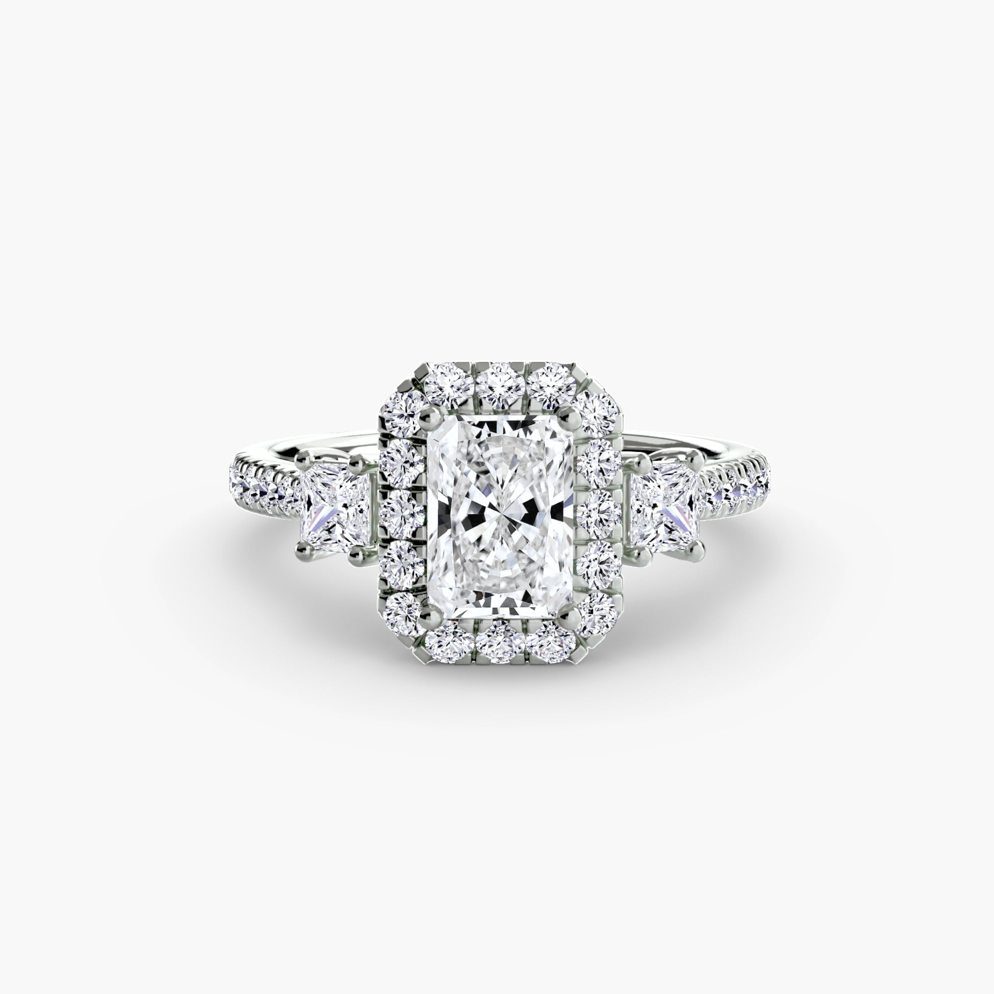 Oxford 3-Stone Ring with Halo