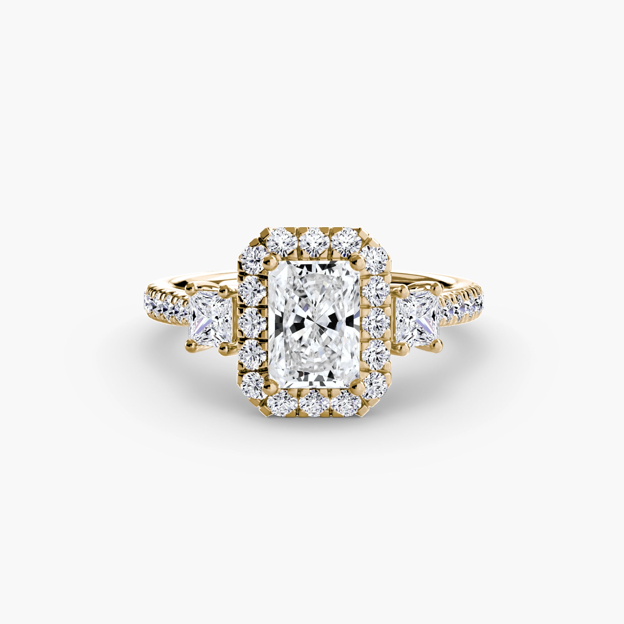 Oxford 3-Stone Ring with Halo