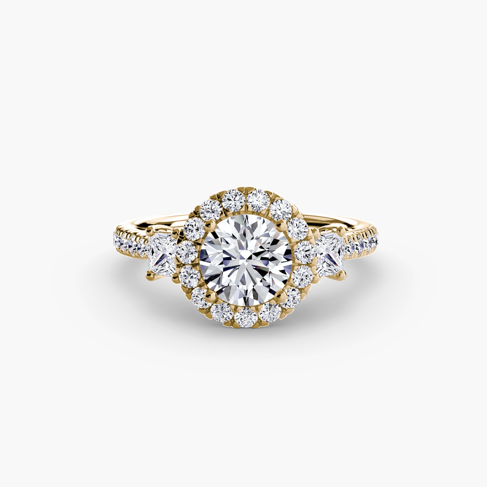Oxford 3-Stone Ring with Halo