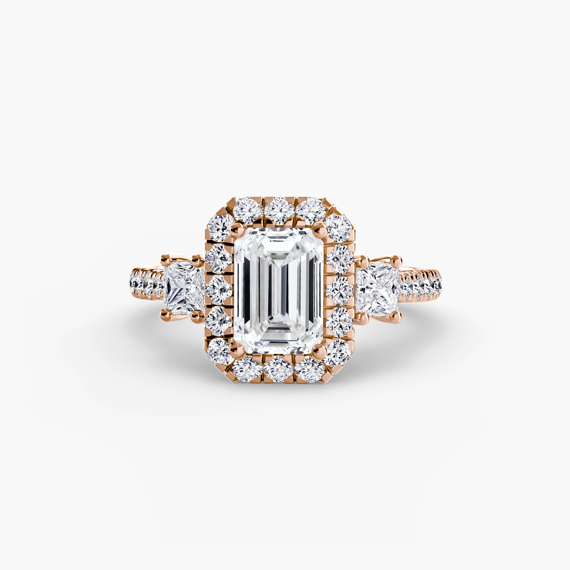 Oxford 3-Stone Ring with Halo