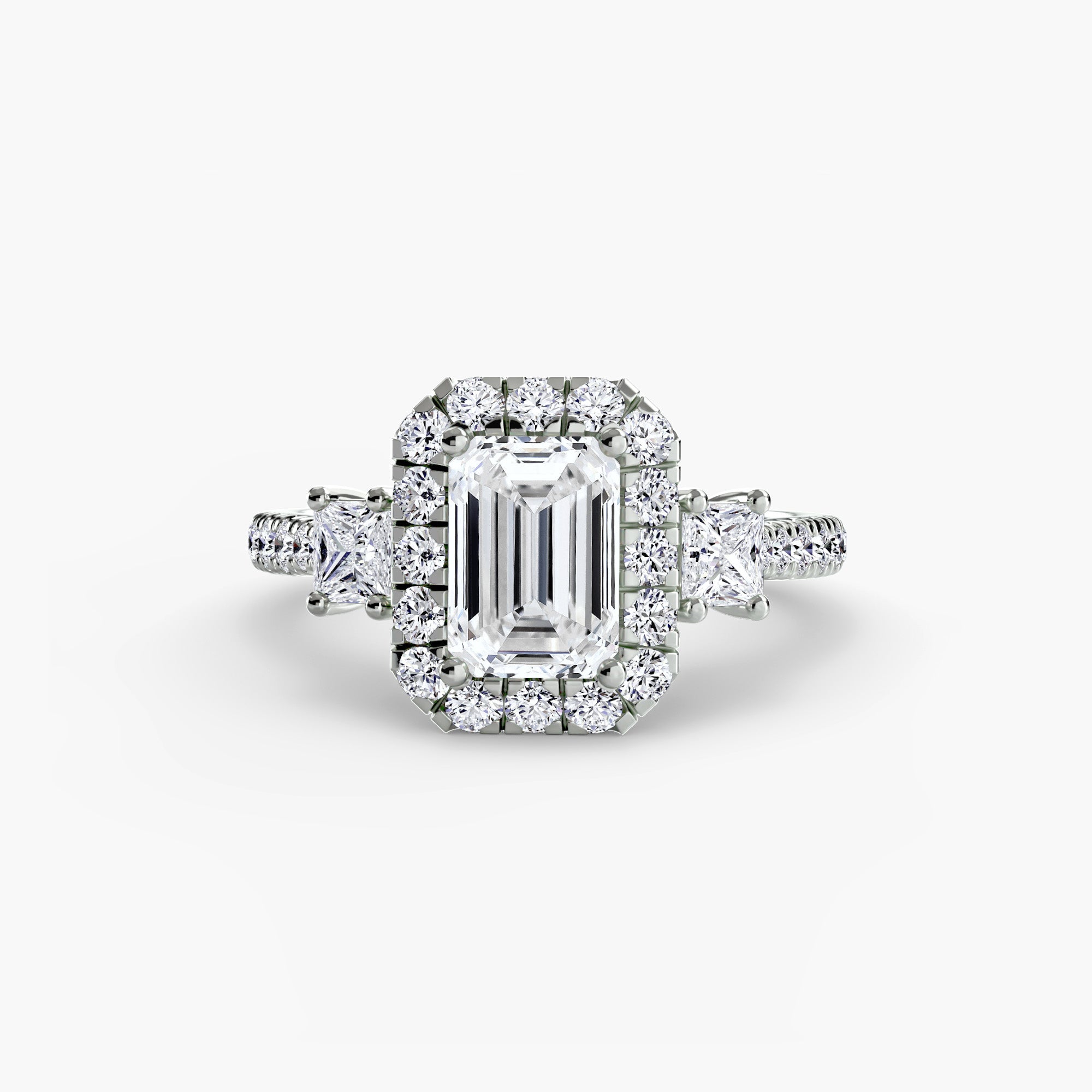 Oxford 3-Stone Ring with Halo