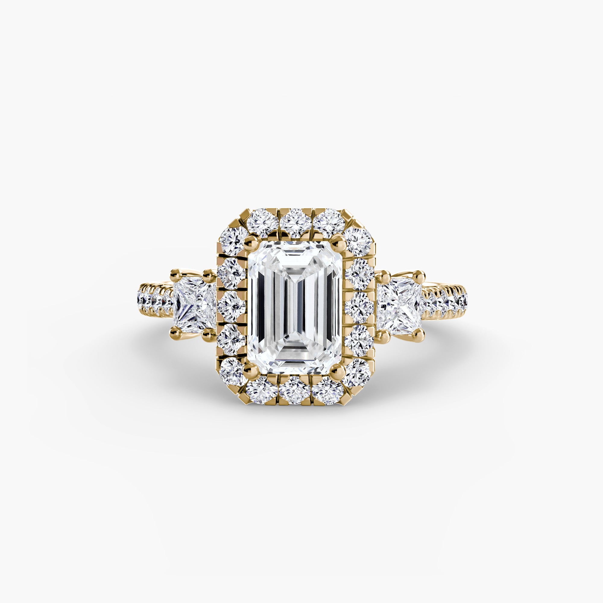 Oxford 3-Stone Ring with Halo