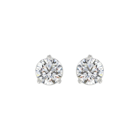 Lab Diamond Stud Earrings | 14k White Gold | 3 ctw
